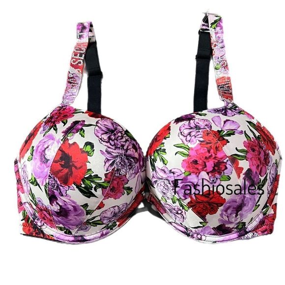 Victorias Secret Very Sexy Rhinestone Strap Bombshell Add-2-Cups Bra cheeky set - Picture 3 of 10